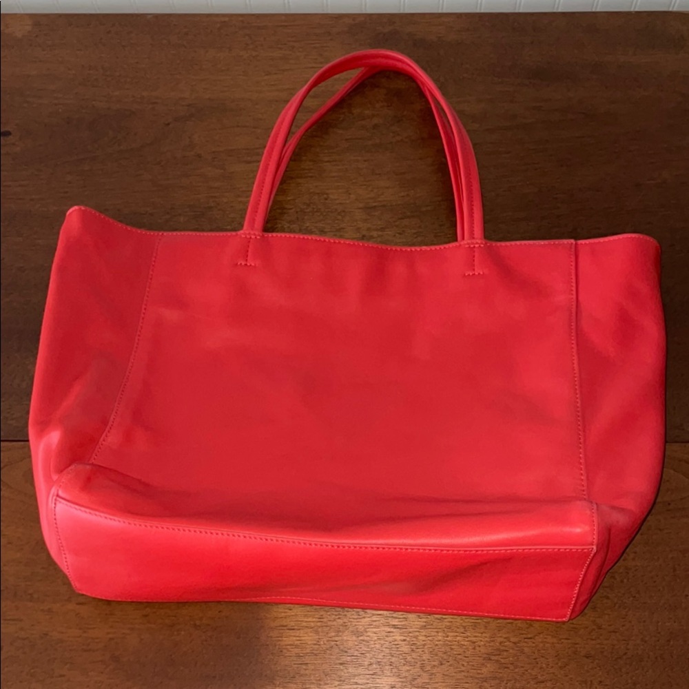 Barneys New York Red Leather Tote Bag EUC